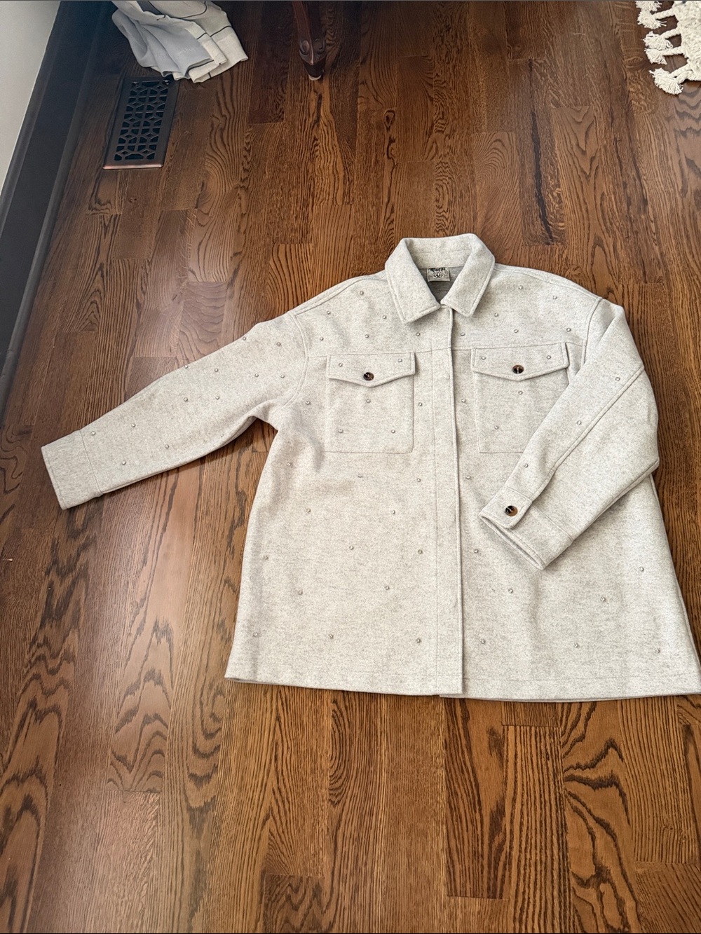 Vocal grey shacket with rhinestone studs medium - Picture 8 of 16